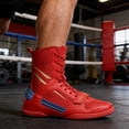 thumbnail image 2 of [Sneakers] 1 Pair of Solid Color Professional Men'S High-Top Boxing Shoes, Non-Slip, Comfortable, Durable, Breathable Boxing Training Shoes, Wear-Resistant Competition Arena Fighting Shoes, 2 of 6