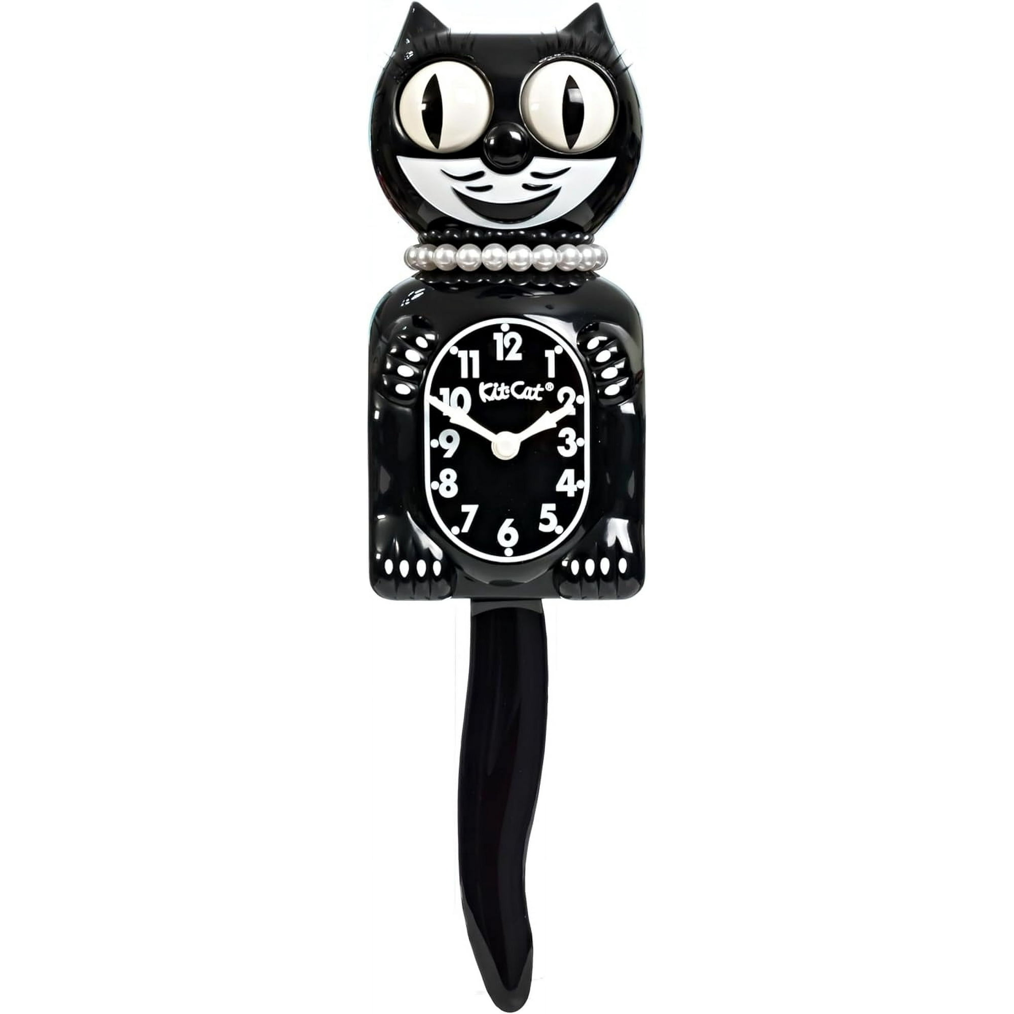 Kit-Cat Clock Limited Edition Classic Black Lady - Cat Clock with Moving Eyes and Tail, Battery Operated Wall Clock, Modern Clock