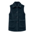 thumbnail image 5 of Staron Women's Sleeveless Vests for Women Casual Basic Collared Button Down Loose Fit Fall Winter Coat Jacket Vest, Navy M, 5 of 7