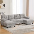 thumbnail image 4 of Leumius U Shaped Sectional Sofa, 103.5" Chenille Fabric Couch with Double Chaise Lounges, U Shaped Couch for Living Room, Gray, 4 of 15