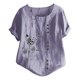 thumbnail image 1 of Gibobby Camisetas Mujer Baratas Manga Corta Nueva camiseta algodón informal con estampado Retro literario y artístico elegante para mujer(Morado,M), 1 of 4