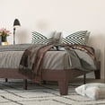 thumbnail image 3 of Merrick Lane Platform Bed Frame, Walnut Finish Finish Wood Full Size Platform Bed Frame With Slatted Support, No Box Spring Needed, 3 of 11