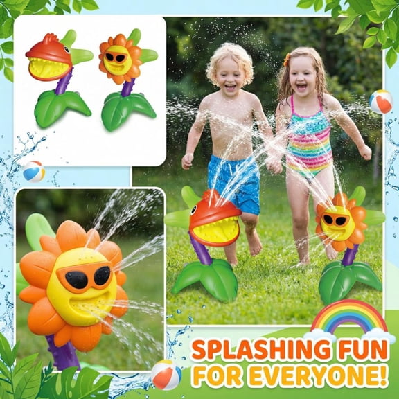 1 Pack Yellow Sunflower Lawn Sprinkler, Interactive Outdoor Water Play Toy With Sturdy Anchor, Fun Splashing Game For Backyard, Garden, Summer Parties For Family, Kids And S