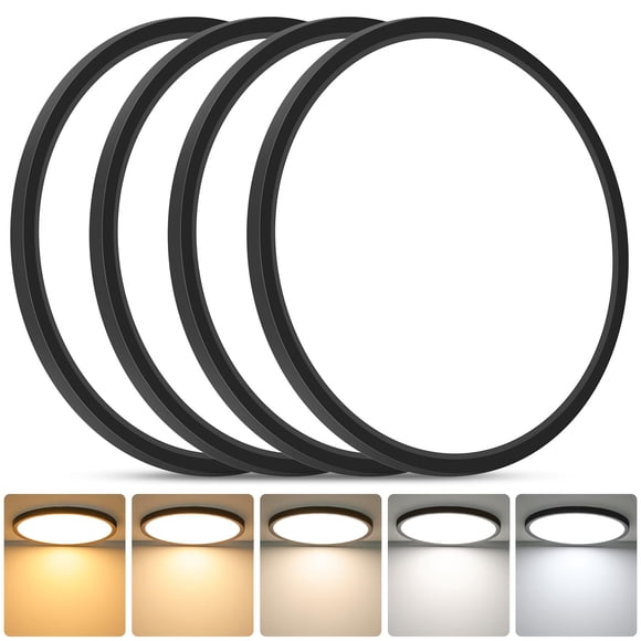Brightever Black LED Flush Mount Ceiling Light Fixture, 12 Inch 24W, Super Slim 0.67 Inch 3200LM LED Ceiling Lights, Dimmable & 2