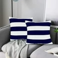 thumbnail image 3 of BLEUM CADE Blue White Throw Pillow Covers Set of 2，Striped Couch Cushion Cover，Farmhouse Decorative Pillow Covers for Home Decor ,18"x18", 3 of 7