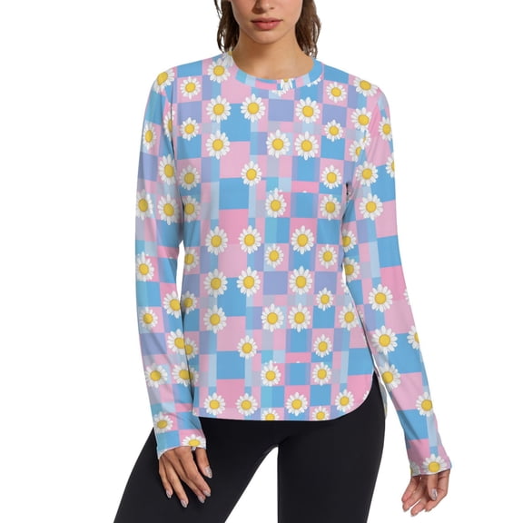 FORMRS Womens Long Sleeve Shirts UPF 50 Sun Protection Quick Dry Fishing Hiking Tops, Size S-2XL, Playful Daisy