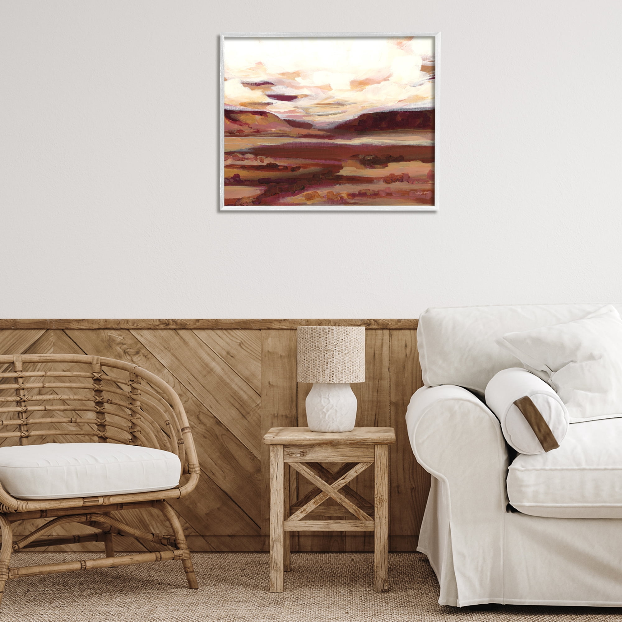 Stupell Industries Canyon Mesa Landscape Landscape Painting White Framed Art Print Wall Art, 30 x 24