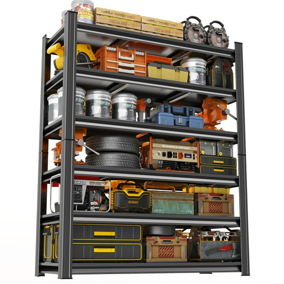 Garage Shelving Units, Heavy Duty 6-Tier Storage Shelves, Metal Adjustable Storage Rack, Steel Shelves, 3600 lbs Capacity, Industrial Shelving for Heavy Tools (40"Dx18"Wx82"H)