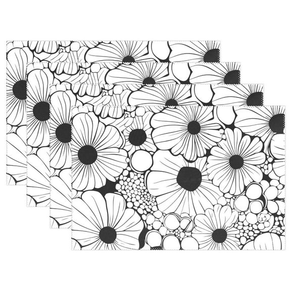 Ryvnso Placemats Set of 4 Bloom Flower Dining Mats Heat-Resistant Non-Slip Washable Table Mat