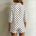 thumbnail image 5 of Polka Dot Two Piece Set for Women, Long Sleeve Button Down Shirt & Elastic Waist Shorts - Casual Summer Vacation Outfit with Pockets White XL, 5 of 5