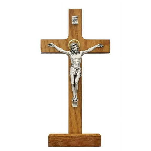 McVan 80-59 8 in. Cherry Stained Walnut Standing Crucifix