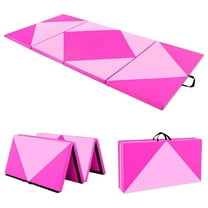 WSSYzyzf 4x8ft Gymnastics Mat 2-Inch Thick Folding Tumbling Mat Pink/Purple with Carrying Handles & Hook Loop Fastener for Home Gym Yoga Studio Exercise