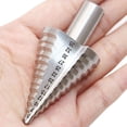 thumbnail image 2 of Broca escalonada, Broca avellanadora Broca escalonada Brocas escalonadas con ranura en espiral con revestimiento de titanio para madera Chapa de acero inoxidable （Plata） JM, 2 of 3