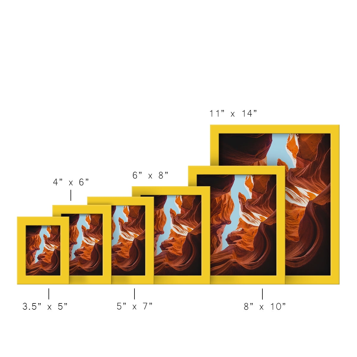 Modern 4 in. x 6 in. Yellow Picture Frame (Set of 4)