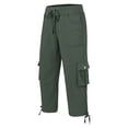 thumbnail image 4 of vigerkar Womens Capris with Pockets Loose Fit Casual Capri Pants Dressy Lightweight Ladies Baggy Cargo Pants for Hiking (Green, L), 4 of 4