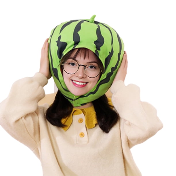 Capucha fotográfica con forma de fruta colorida y brillante, suave felpa, para la cabeza, con apertura para la cara, accesorio para fiesta de disfraces de celebridades de Internet