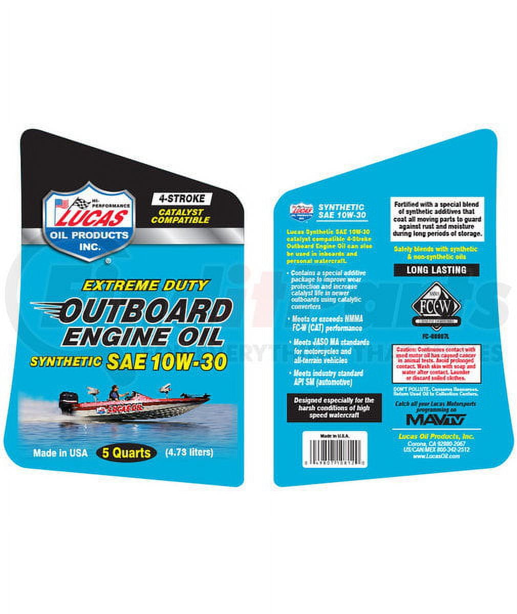 (3 pack) Lucas Oil 10661 Outboard Engine Oil Synthetic SAE 10W-30, 1 QT