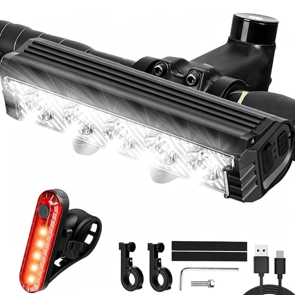Super Bright Bike Light for Night Riding, 2500 Lumen Bright LED Bike Light Headlight and Taillight Set, USB Waterproof Rechargeable Bike Light for Mountain MTB Road Cycling Commuting