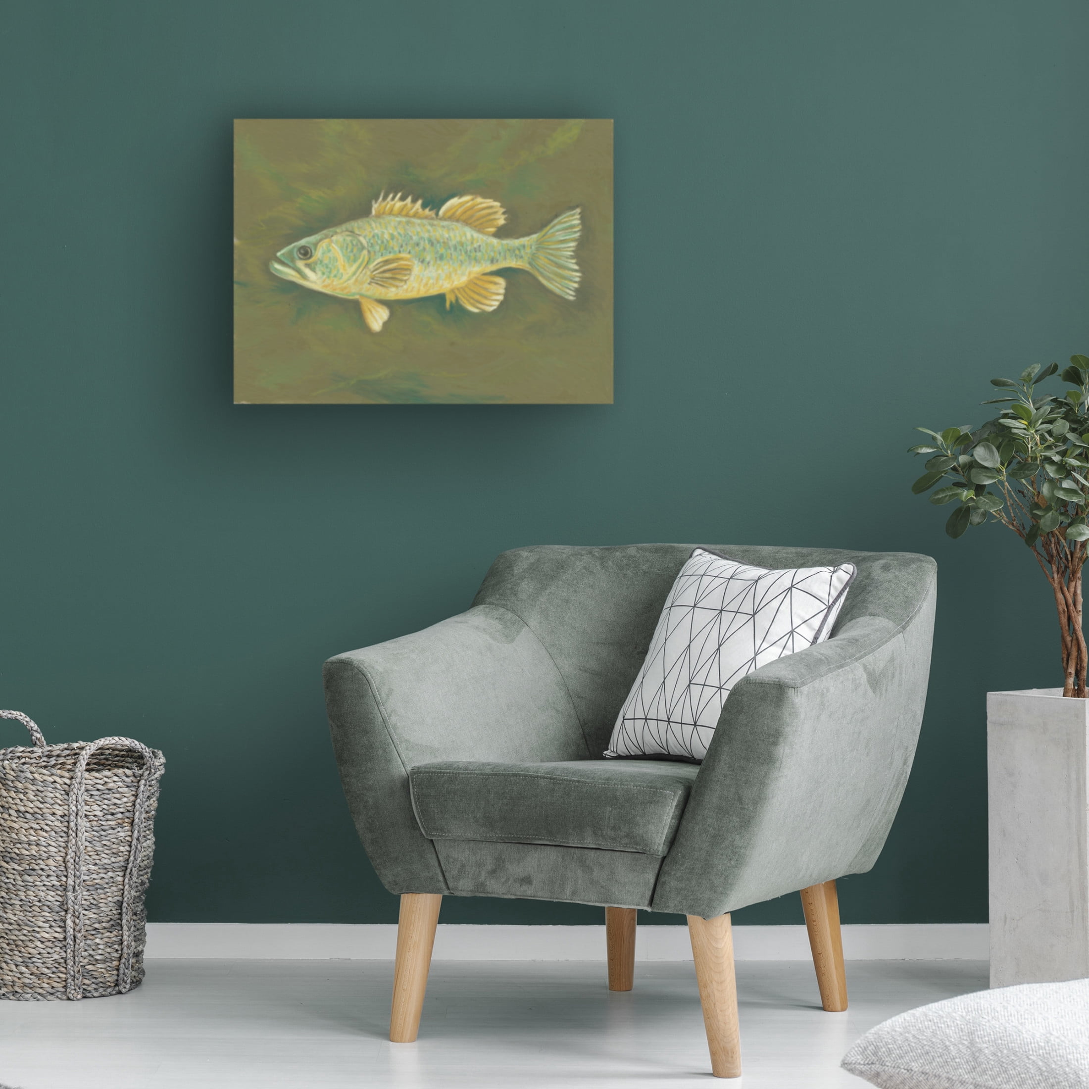 Canvas Wall Art - Andrea Strongwater 'Fish 1' Wall Art for Living Room, Bedroom, or Office Décor by Trademark Fine Art - 47 x 35 Inches