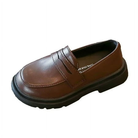 Toddler Boys Girls Dress Shoes PU Leather Lace Up Wedding School Uniform Loafer Flats Boys Dress Shoes