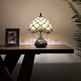 thumbnail image 3 of Tiffany Table Lamp Gold Stained Glass Crystal Beans LED Bulb Included Dragonfly Base for Living Room Bedroom Bedside Office Hotel 10'W*14"H, 3 of 8