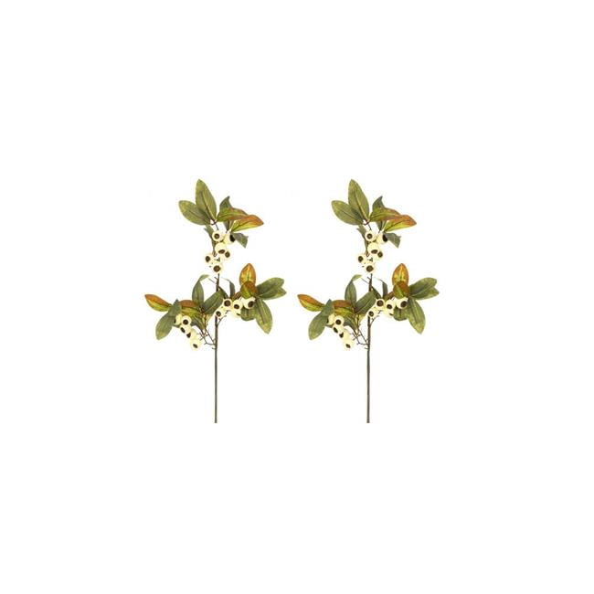29 in. Realistic Faux Loquat Fruit Spray Fall Decor, Cream - Set of 2
