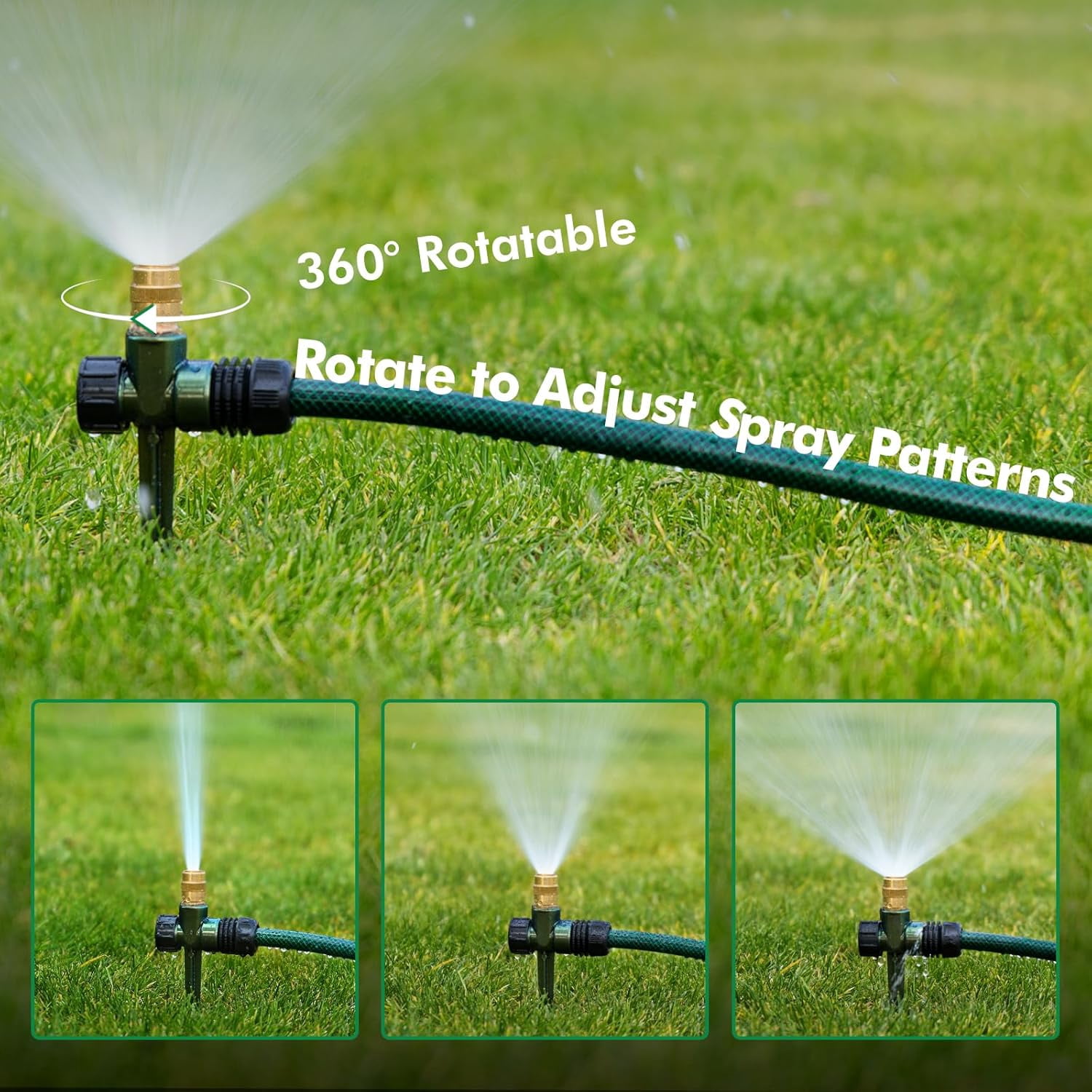 LSKJGA-RESTMO 2 Pack Heavy-Duty Full-Metal Lawn Sprinkler for Yard with Durable Brass Nozzle, Premium Spike Base, 360° Large Area Coverage Lawn Sprinkler for Patio and Garden Irrigation