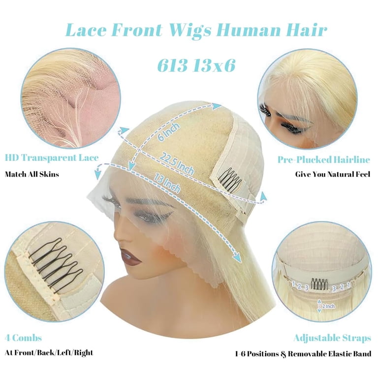 32 Inch Straight Human Hair Wig 200% Density 13x6 Lace Front Pre Plucked 613 13x6 Lace Front Wig Human Hair 200 Density 32 Inch  main image 3