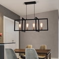 thumbnail image 6 of Garwarm Modern Kitchen Island Light 4-Light Rectangular Chandelier Industrial Hanging Pendant Light Fixture Matte Black with Antique Brass Finish, 6 of 16