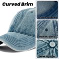thumbnail image 3 of TOPTIE 6 Panel Washed Denim Baseball Cap - Grey Mid Profile Adjustable Unisex Hat, Daily Wear, Sun Protection Cap, 3 of 8
