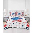 thumbnail image 2 of Quilts Queen Size Bedding Set, Patriotic USA Flag Reversible Summer Quilt 3 Pieces, Memorial Blue Red Star Lines Lightweight Bedspreads Coverlets with 2 Pillow Shams for All Seasons, 2 of 5
