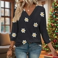 thumbnail image 2 of WRKEKC 3/4 Length Sleeve Womens Tops V Neck Plaid Print Loose Fit Comfortable Casual T-Shirts for Women, 2 of 7