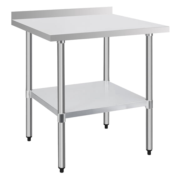 CQSXDA 30 Inch x 30 Inch Heavy-Duty Stainless Steel Commercial Work Table with 4 Inch Backsplash and Undershelf