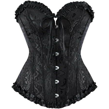 SNOWSONG Clearance! Shapers for Women  Women Lace Off Shoulder Corset Bustier Boned Overbust Corset Bodyshaper Lingerie Top Black 2XL