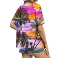 thumbnail image 4 of Huresd Hawaiian Shirts for Women Soft Hawaiian Tropical Palm Tree Print Blouse Dress Shirt New Button Down Collar Short Sleeve Party Vacation Shirt L Orange, 4 of 6