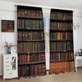 thumbnail image 4 of Room Darkening and Shading Curtains, Retro Bookshelf Curtains, Library Bookshelf Books Neatly Arranged Printed Curtains, Kitchen Bedroom Decoration Curtains, Living Room Curtain Set, 42x54 Inches, 4 of 6