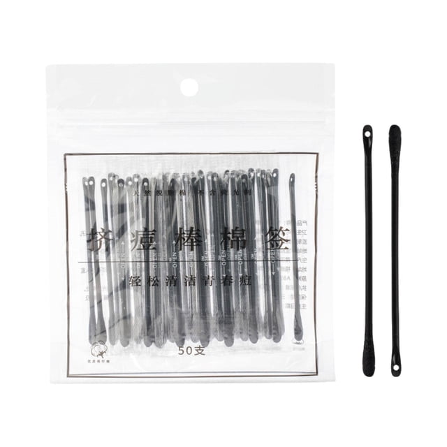 Bastoncillos De Algodón De Doble Punta, Bastoncillos De Algodón De Limpieza De Belleza Para Viajes De SPA, Salón Negro, 50 Uds. negro 50 piezas