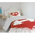 thumbnail image 4 of Ambesonne Fitness Quilted Bedspread Set 2 Pcs, Red Heart Dumbbell Art, Twin Size, Red and White, 4 of 6