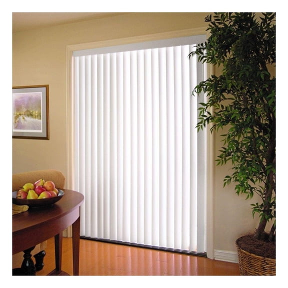 Bennium Vertical Blinds for Patio Doors, 78W x 84L inches Large Window Blind Cordless, Anti Static Vinyl Slats Design with Aluminum Track, 3.5" Vanes Shade with Wand Controls, Ribbed White