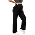 thumbnail image 2 of Maternity Women's Side Drawstring Wide Leg Pants, Over‑Belly High Elastic Support, Adjustable Side Ruched Detail for Pregnancy Daily Wear, Maternity Pants for Women Black M, 2 of 6