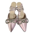 thumbnail image 2 of Xinyolin 1 Pair Women Sandals Bow Rhinestones Ladies Strappy Stiletto High Heels Sandals for Party, 2 of 8