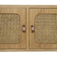 thumbnail image 5 of DecMode 48" x 32" Brown Wooden 3 Door Console Table with Cane Front Doors and Gray Metal Frame, 1-Piece, 5 of 13