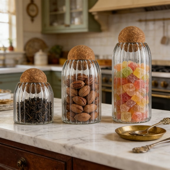 Glass Kitchen Storage Jar with Airtight Lid for Coffee, Sugar, Dry Food and Grain, Clear Borosilicate Canister Container