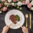 thumbnail image 3 of Daluvenix 350 Gold Plastic Dinnerware Set for 50 Guests, Gold Plastic Plates for Party, 50 Disposable Plates, 50 Dessert Plates, 50 Napkins with Silverware, 50 Cups, 3 of 11