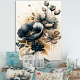 thumbnail image 2 of Designart Navy Blue And Gold Poppy Flowers III Canvas Wall Art, 2 of 5