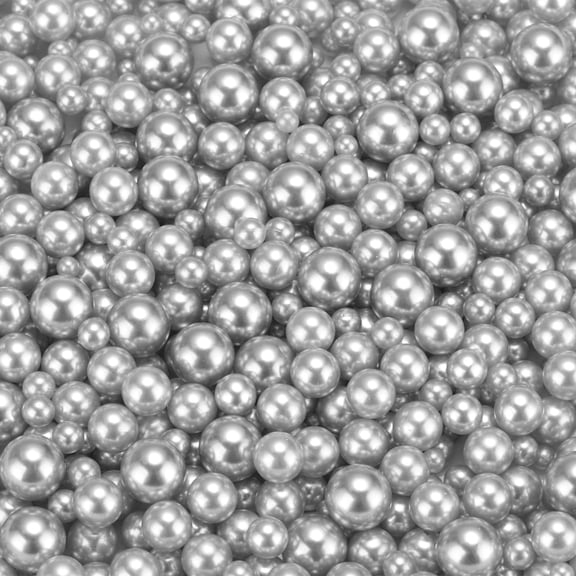 Uxcell 800 Pcs Faux Pearl for Crafting 0.12''-0.31'' No Hole ABS Round Pearls for Vase Fillers Silver