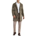 thumbnail image 2 of INSPIRE CHIC Animal Printed Trench Coat for Men's Notched Lapel Classic Vintage Winter Overcoats S Khaki, 2 of 6