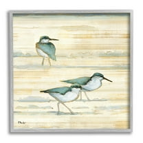Stupell Industries Oceanside Sandpipers Beach Birds Graphic Art Gray Framed Art Print Wall Art, Design by Paul Brent