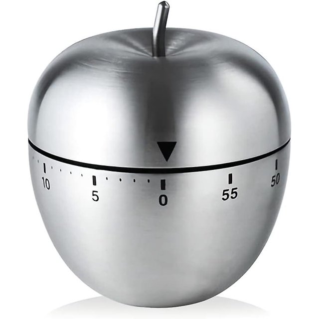 Temporizador de cocina Temporizador con forma de manzana Manual Mecánico Rotación Alarma Temporizador de cocina Acero inoxidable para cocinar Pastelería Deportes, 7,5*6,2 cm