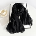 thumbnail image 2 of Vinsonshop Lightweight Summer Scarf Light Shawl Wrap Linen Feel Scarves for Men and Women Black, 2 of 5
